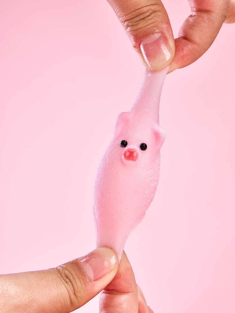 Alternative view of Flocked Mini Pink Pig Ball Taba Squishy