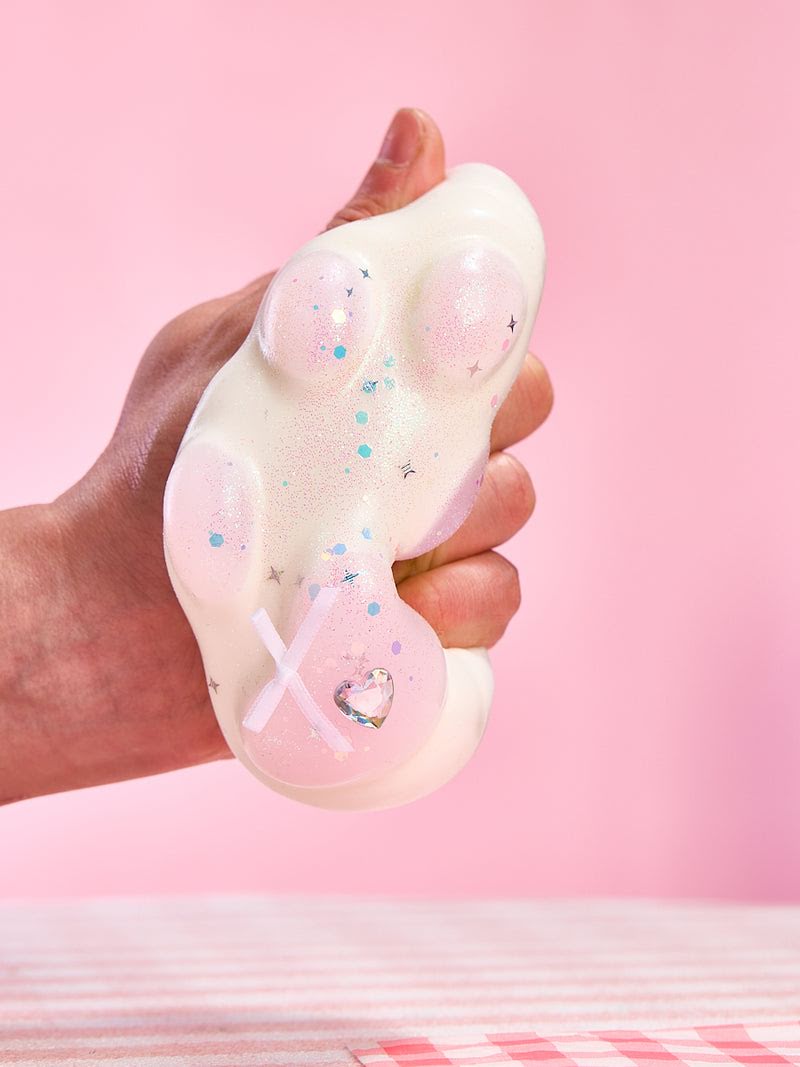 Alternative view of Big Bling White-pink Paw Taba Squishy