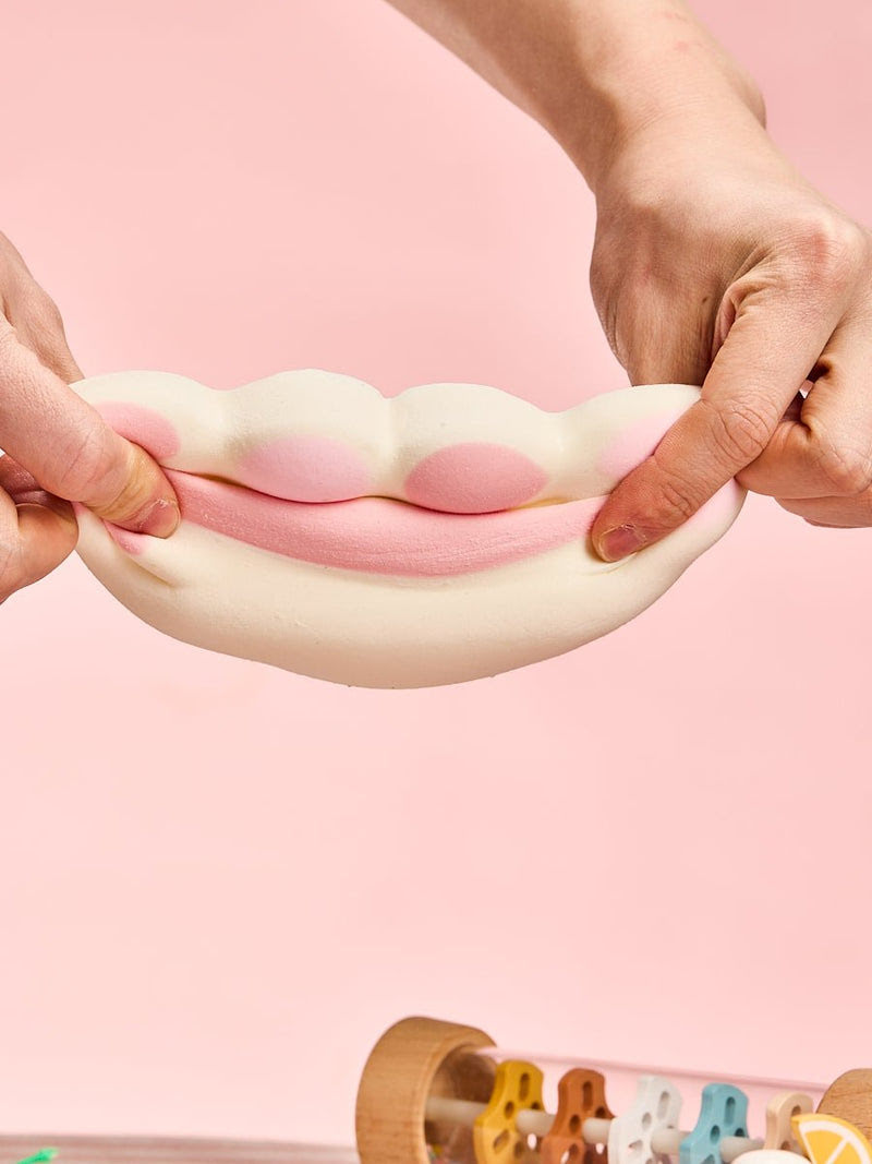 Alternative view of Flocked White-pink Heart Paw Taba Squishy