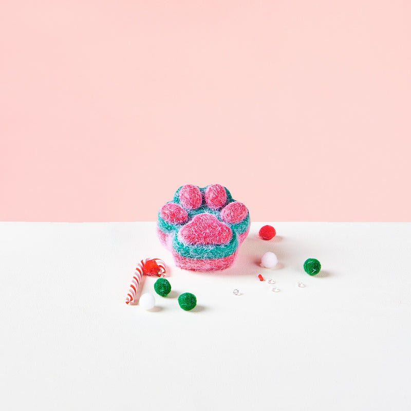 Flocked Christmas Kitten Paw Taba Squishy