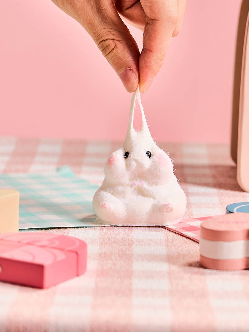 Alternative view of Flocked White Hamster Taba Squishy