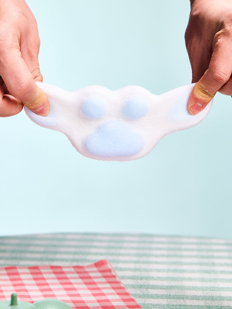 Alternative view of Flocked White-blue Paw Taba Squishy